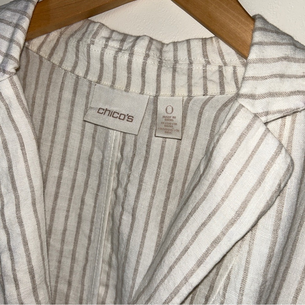 Chico's LINEN Striped Women's Blazer Jacket Size 0 or Small - Picture 6 of 14